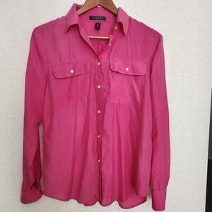 100 % Silk Ralph Lauren Pink Button-Up Shirt